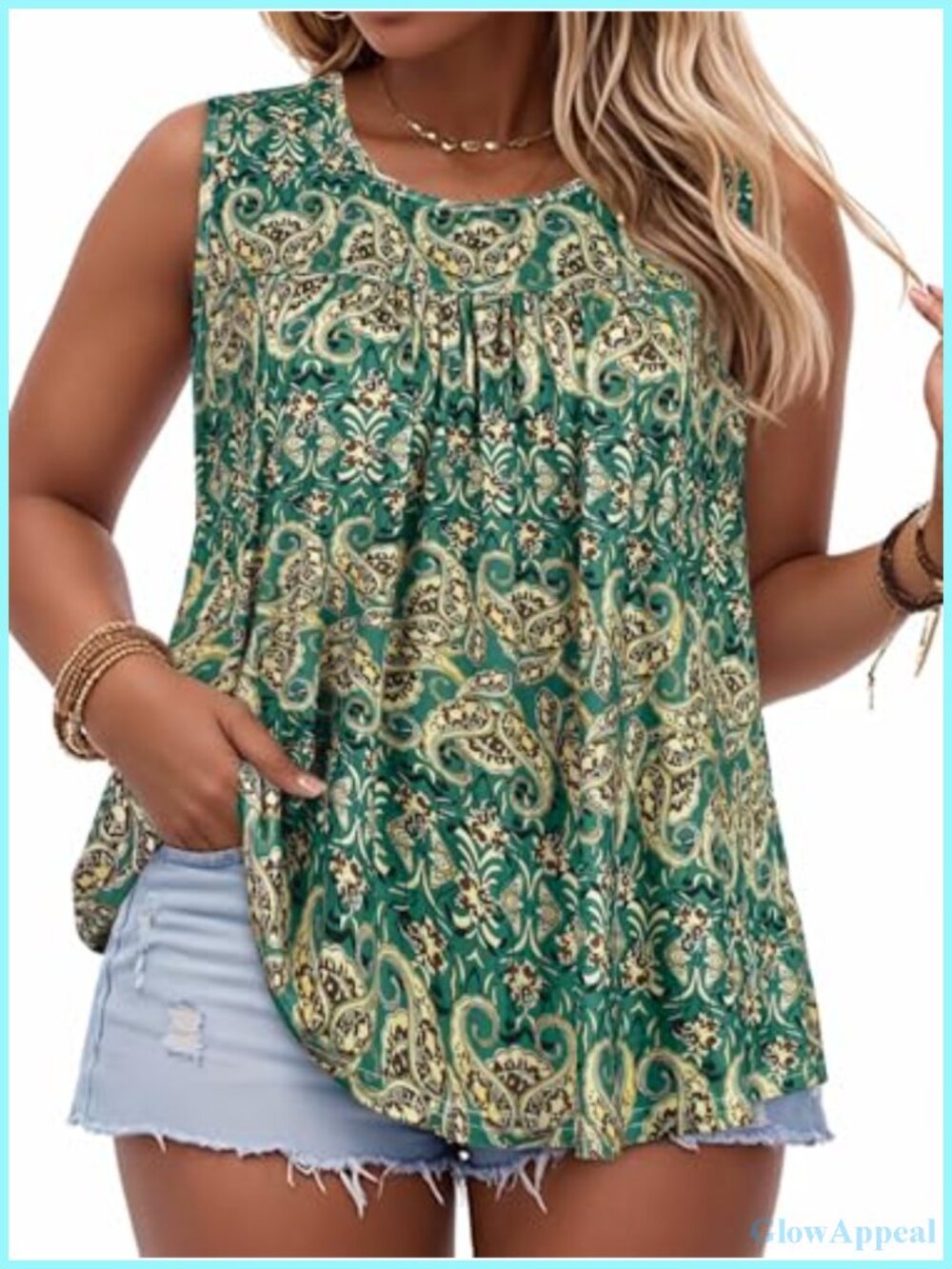 Plus Size Women Tank Top Loose Fit Sleeveless Crewneck Tunic Tee Cotton